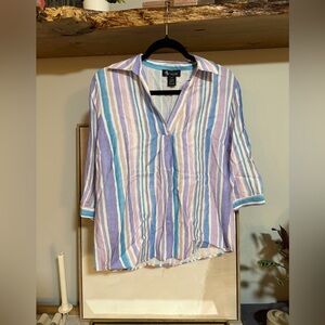 NWT Alison Sheri Pastel Striped Blouse